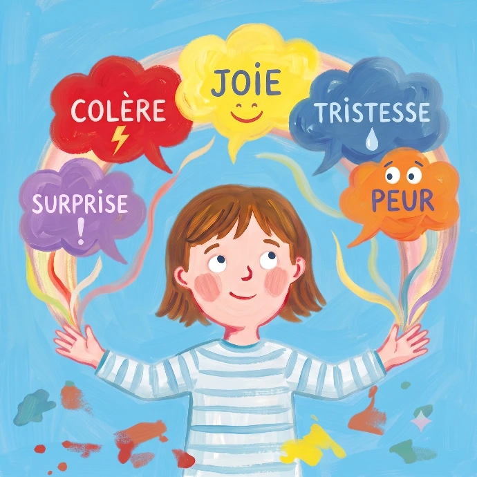 Illustration d'un enfant qui nomme  les émotions