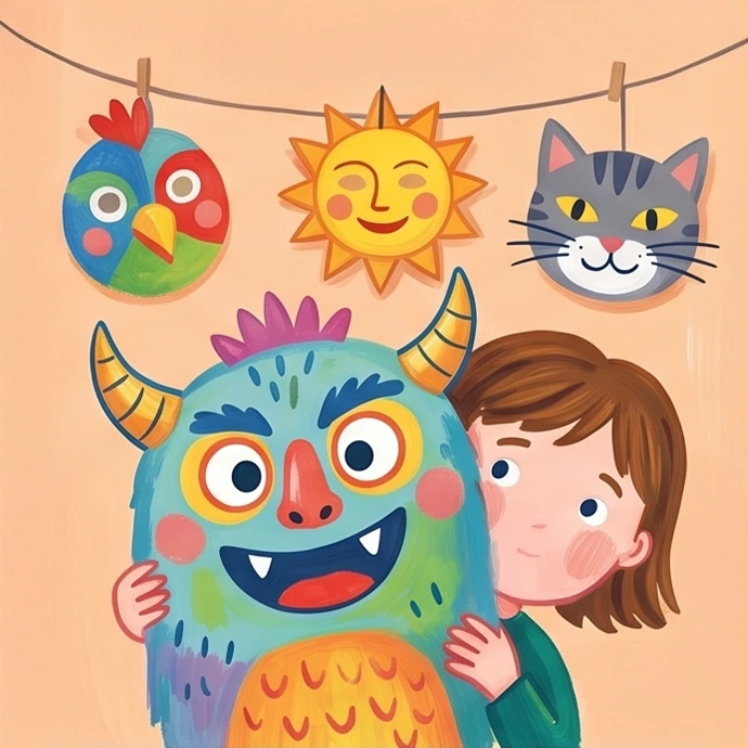 Illustration d'un enfant avec des masques